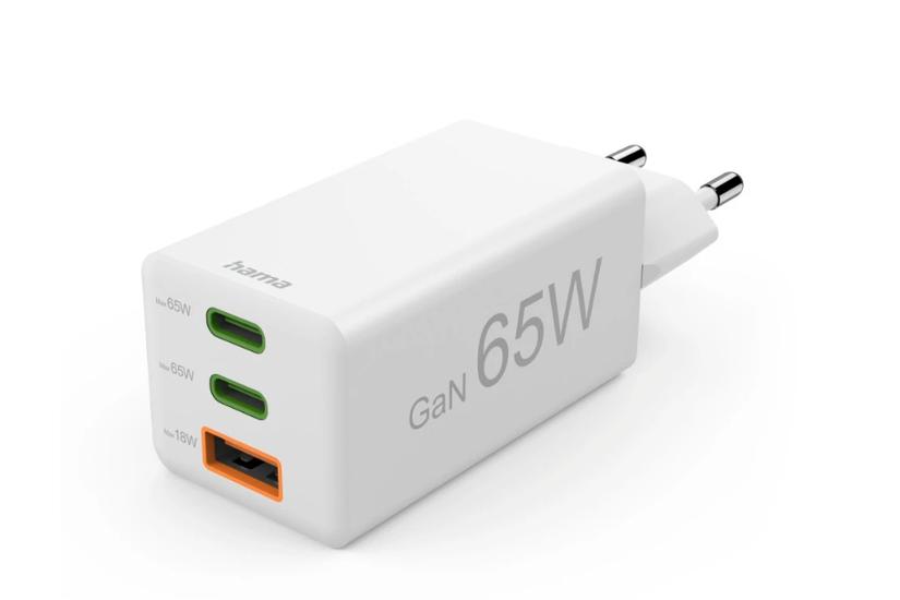 HAMA Charger 2x USB-C 1x USB-A GaN 65W White