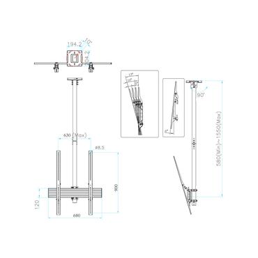 Multibrackets PRO Series M Ceiling Mount Pro MBC1UPHD konsol - för LCD-display - svart