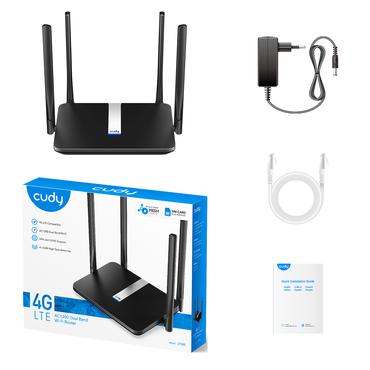 Cudy LT500 tr&aring;dl&oslash;s router Hurtigt ethernet Dual-band (2,4 GHz / 5 GHz) 4G Sort