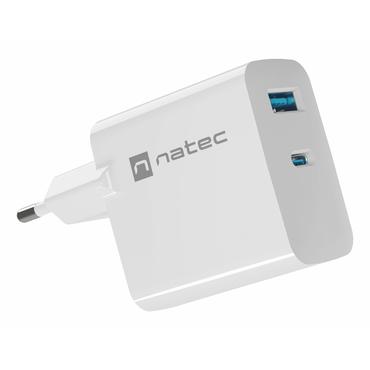 NATEC NUC-2142 oplader til mobil enhed Universel Hvid Vekselstrøm Hurtig opladning Indendørs