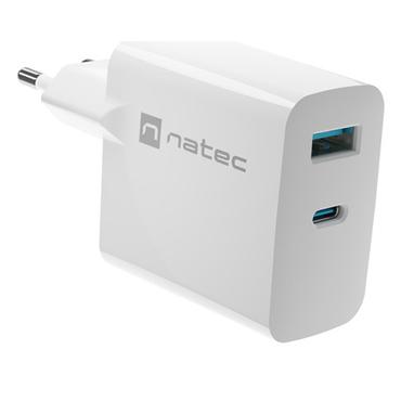 NATEC NUC-2142 oplader til mobil enhed Universel Hvid Vekselstrøm Hurtig opladning Indendørs