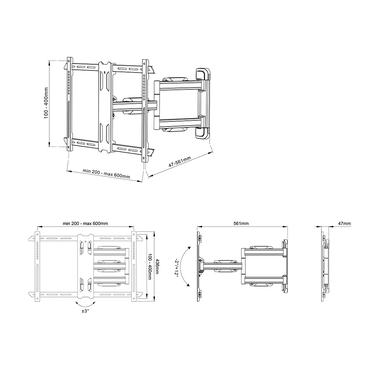 Multibrackets M Universal Flexarm Pro Heavy Duty monteringssats - l&aring;g profil - f&ouml;r LCD-display - svart