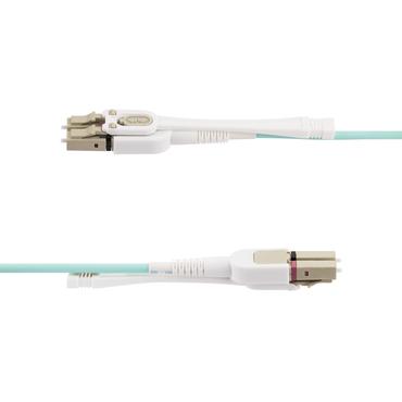 StarTech.com 8m (26ft) LC to LC (UPC) OM4 Multimode Fiber Optic Cable w/Push Pull Tabs, 50/125&micro;m, 100G Networks, Bend Insensitive, Low Insertion Loss - LSZH Fiber Patch Cord (450FBLCLC8PP) - patch-kabel - 8 m - havsbl&aring;