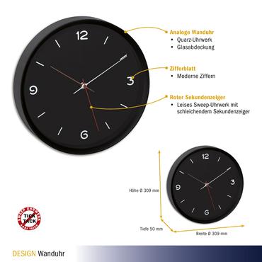 TFA 60.3056.01 black Analogue Wall Clock