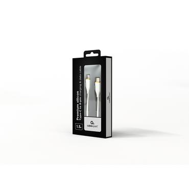 GEMBIRD Premium silicon USB Type-C to 8-pins charging data cable 1.5m White