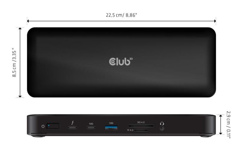Club 3D 16-in-1 - dockingstation - USB-C / USB4 / Thunderbolt 3 / Thunderbolt 4 - 2 x Thunderbolt 4, 3 x DP, 2 x HDMI - 2.5GbE