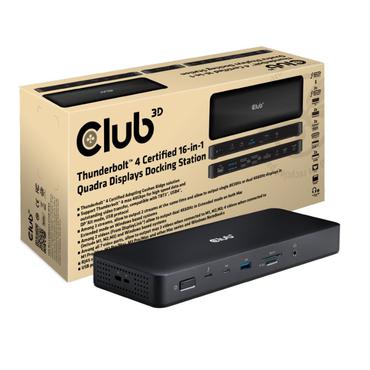 Club 3D 16-in-1 - dockingstation - USB-C / USB4 / Thunderbolt 3 / Thunderbolt 4 - 2 x Thunderbolt 4, 3 x DP, 2 x HDMI - 2.5GbE