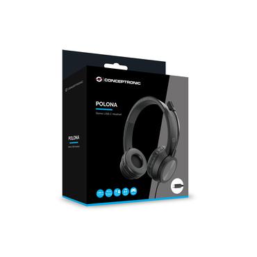 Conceptronic POLONA05BC hovedtelefoner/headset Ledningsført Opkald/musik USB Type-C Sort