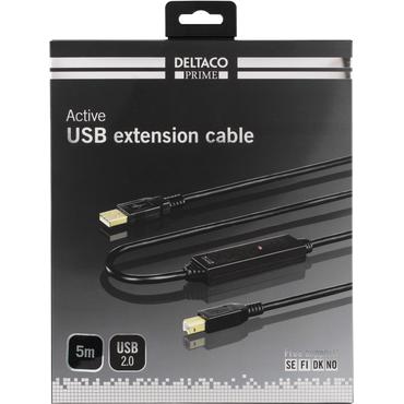 DELTACO USB-EX05M - USB-kabel - USB Type B til USB - 5 m