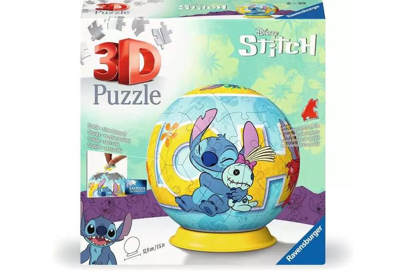 Ravensburger 3D Puzzle Ball: Disney Stitch 3D puslespil 73 stk Tegnefilm