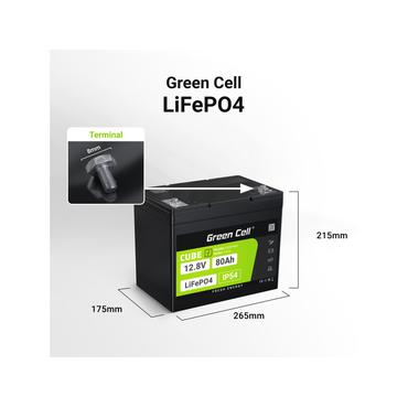 Green Cell LFPGC12V80AH UPS batteri Lithium jern fosfat (LiFePO4) 12,8 V