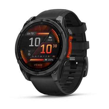 Garmin Fenix 8 - skiffergr&aring; - sportklocka med band - svart - 32 GB