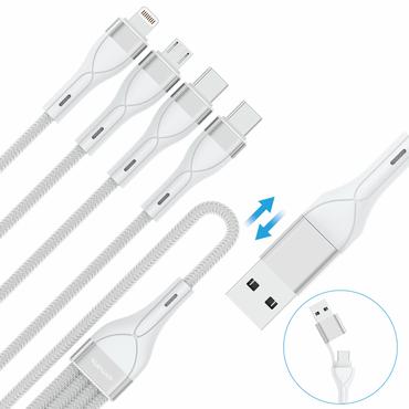 4smarts 4in2 USB-C Multi-Ladekabel 1,2m, wei&szlig;