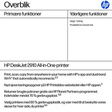 HP DeskJet 2910 Trådløst All-in-One Farve Printer