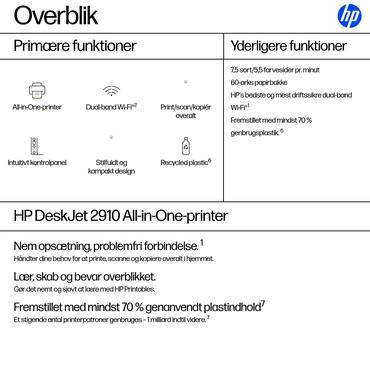 HP DeskJet 2910 Trådløst All-in-One Farve Printer