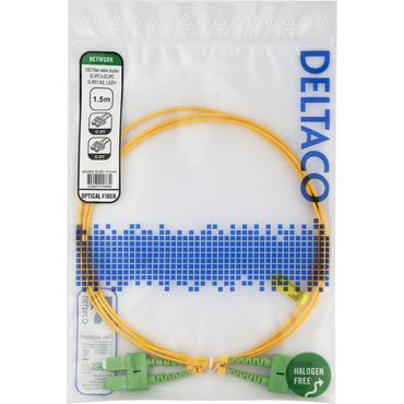 Deltaco OS2 Fiber cable, SC - SC, duplex, APC/APC, 1,5m