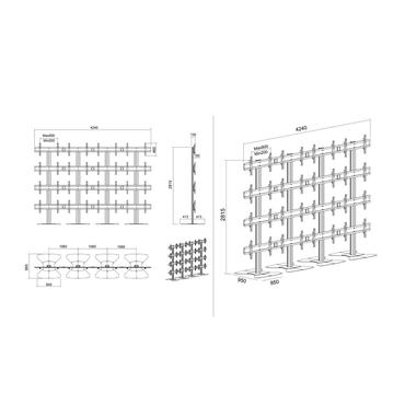 Multibrackets M Public Video Wall Stand 16-Screens st&auml;ll - f&ouml;r 16 LCD-bildsk&auml;rmar - svart
