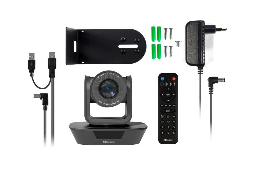 Sandberg ConfCam - Webcam - PTZ - farve - 2.1 MP - 1920 x 1080 - 1080p - motoriseret - USB 2.0 - MJPEG