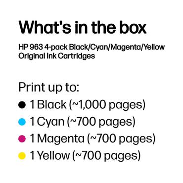 HP Originale 963-blækpatroner, sort/cyan/magenta/gul, 4 stk.
