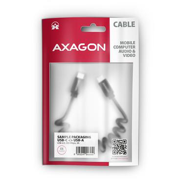 AXAGON BUCM-CM20TB, TWISTER kabel USB-C &amp lt -&amp gt  USB-C, 1.1m, USB 2.0, PD 60W 3A, ALU, tpe, cern&yacute;