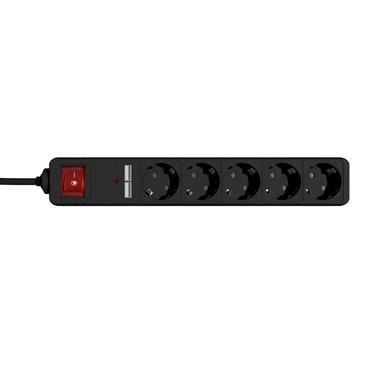 N--GEMBIRD ENERGENIE Power strip with USB charger 5 sockets 1.5m USB 2A black