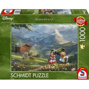 Schmidt Spiele Thomas Kinkade Studios: Disney Dreams Collections - Mickey & Minnie in den Alpen Puslespil 1000 stk Tegnefilm