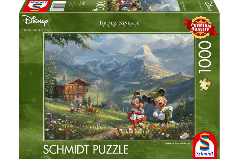 Schmidt Spiele Thomas Kinkade Studios: Disney Dreams Collections - Mickey & Minnie in den Alpen Puslespil 1000 stk Tegnefilm