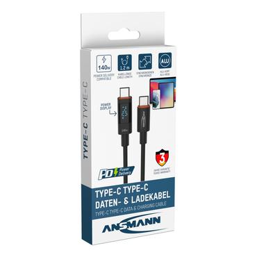 ANSMANN USB-C -> USB-C S/S     120cm Ladekabel 140W anthrazit