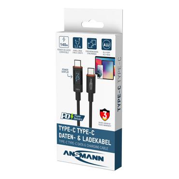 ANSMANN USB-C -> USB-C S/S     120cm Ladekabel 140W anthrazit
