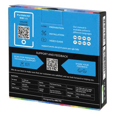 ARCTIC P14 PWM PST RGB 0dB (svart) - Kylskåp