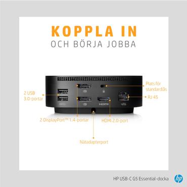 HP - Essential - dockingstation - USB-C - HDMI, 2 x DP - 10Mb LAN