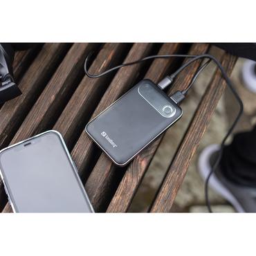 Sandberg 421-16 powerbank Lithium polymer (LiPo) 10000 mAh Aluminium, Sort