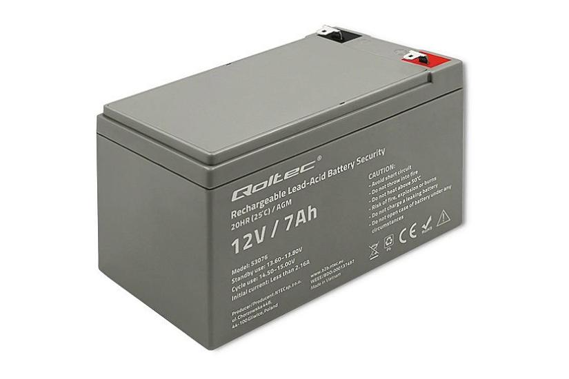 Qoltec - UPS-batteri - AGM-batteri, max. 105A, s&auml;kerhet - Bly-syra - 7 Ah