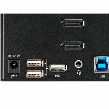 StarTech.com 2-ports DisplayPort KVM-switch f&ouml;r tre sk&auml;rmar - 4K 60&nbsp;Hz UHD HDR - Desktop DP 1.2 KVM med 2 portar USB 3.0-hubb (5 Gbit/s) och 4x USB 2.0 HID-portar, ljud - Snabbtangenter f&ouml;r omkoppling - TAA - omkopplare f&ouml;r tangentbord/video/mus/ljud - 2 portar - TAA-kompatibel