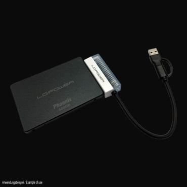 LC Power Harddiskdocking - USB Type-A, USB Type-C - Sort, Hvid, Transparent - 23 mm