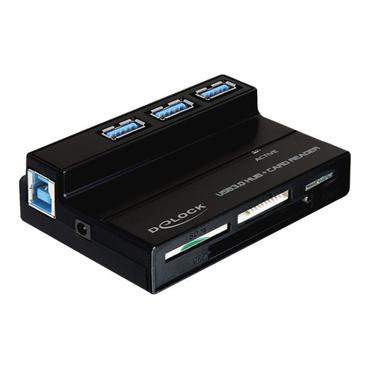 DeLOCK USB 3.0 Card Reader All in 1 + 3 Port USB 3.0 Hub
