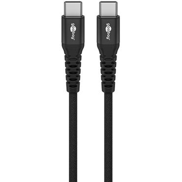 USB-C&trade; Supersoft Textile Cable with Metal Plugs, 2 m, black, black