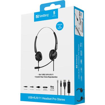 Sandberg USB+RJ9/11 Office Headset Pro Stereo - headset