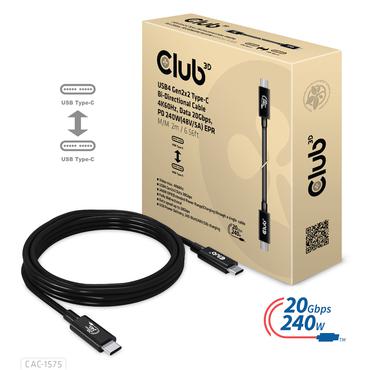 Club 3D - USB typ C-kabel - 24 pin USB-C till 24 pin USB-C - 2 m