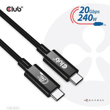 Club 3D - USB typ C-kabel - 24 pin USB-C till 24 pin USB-C - 2 m