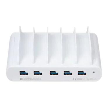 Compulocks 5 Port USB-C and USB-A Charging Dock with EU laddningsstation - 5 x USB-C, 5 x 4-stifts USB typ A - 150 Watt
