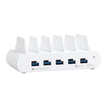Compulocks 5 Port USB-C and USB-A Charging Dock with EU laddningsstation - 5 x USB-C, 5 x 4-stifts USB typ A - 150 Watt