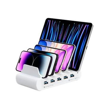 Compulocks 5 Port USB-C and USB-A Charging Dock with EU laddningsstation - 5 x USB-C, 5 x 4-stifts USB typ A - 150 Watt