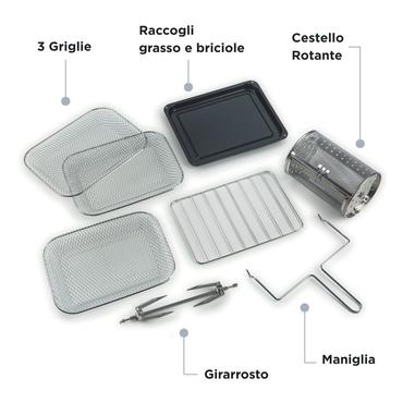 Heißluftfritteuse und Mini-Ofen 3in1 Vintage Blue (weiß/hellblau, 1.350 Watt, Garraum 16 Liter, mit Sichtfenster)