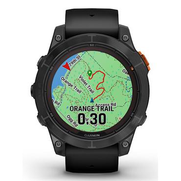 Garmin fēnix 7 Pro Solar - skiffergr&aring; - sportklocka med band - svart - 32 GB