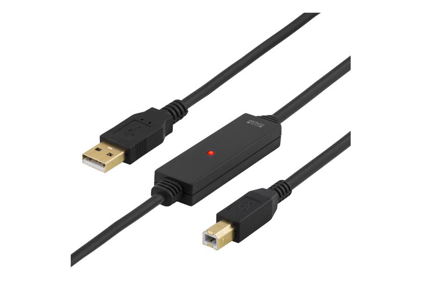 DELTACO USB-EX10M - USB-kabel - USB typ B till USB - 10 m