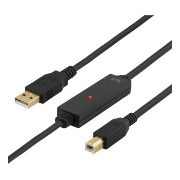 DELTACO USB-EX10M - USB-kabel - USB typ B till USB - 10 m