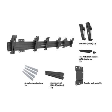 Multibrackets PRO Series M Wallmount Pro MBW3U Tilt 200 - konsol - för 3 LCD-bildskärmar - svart