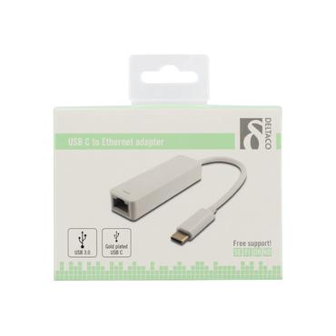 DELTACO USB-C til RJ45 Hvid