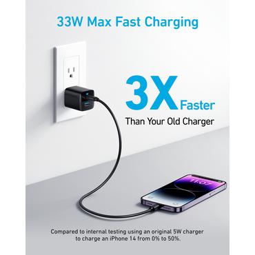 Anker 323 Dual-Port 33W Charger Black Wall Charger